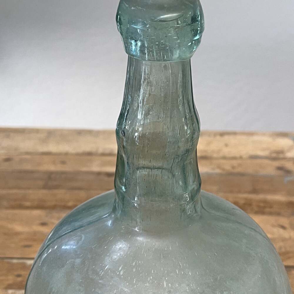 Antique Mold Blown Aqua Blue Large Demijohn Bottle 13.25” 1900's - Picture 4 of 16
